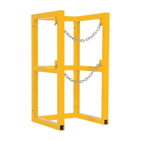 Vestil Yellow Powder Coated Steel Cylinder Barricade Rack Single Cylinder CYL-FMSR-1